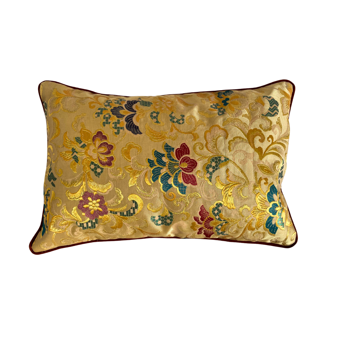 Coussin Obi-Kimono : Houou (Phoenix japonais) avec le passepoil rouge