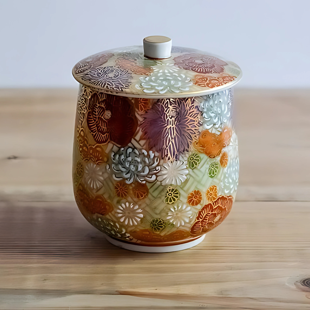 Bougie parfumée Odyssée japonaise avec tasse à thé Kutani (HANAZUME)