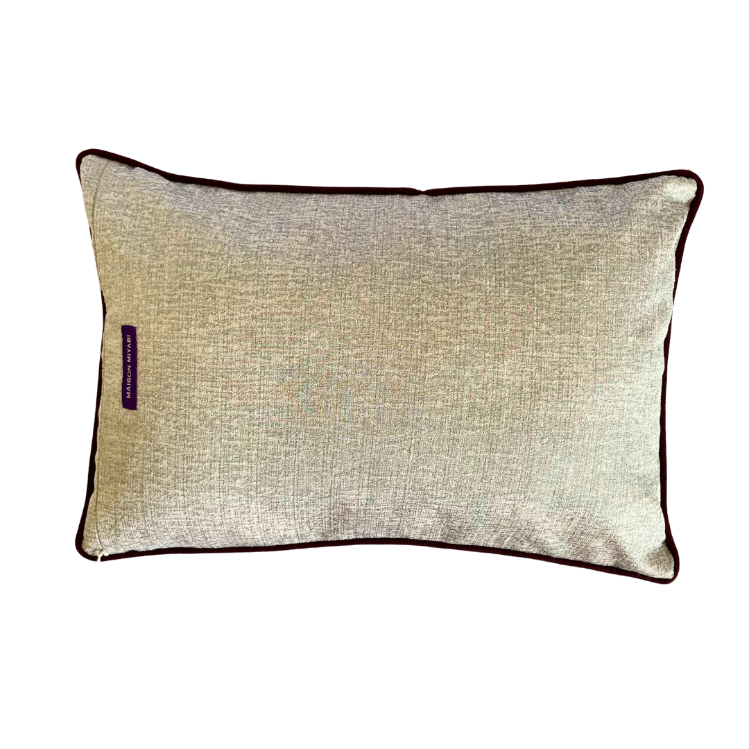 Obi-Kimono cushion: Yozakura (cherry trees at night) with dark purple piping