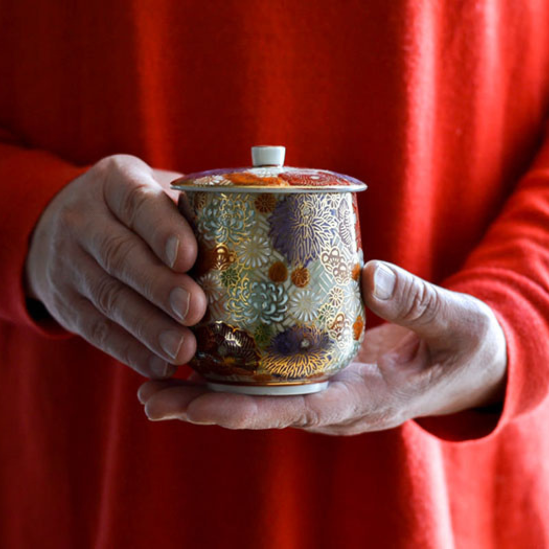 Bougie parfumée Odyssée japonaise avec tasse à thé Kutani (HANAZUME)