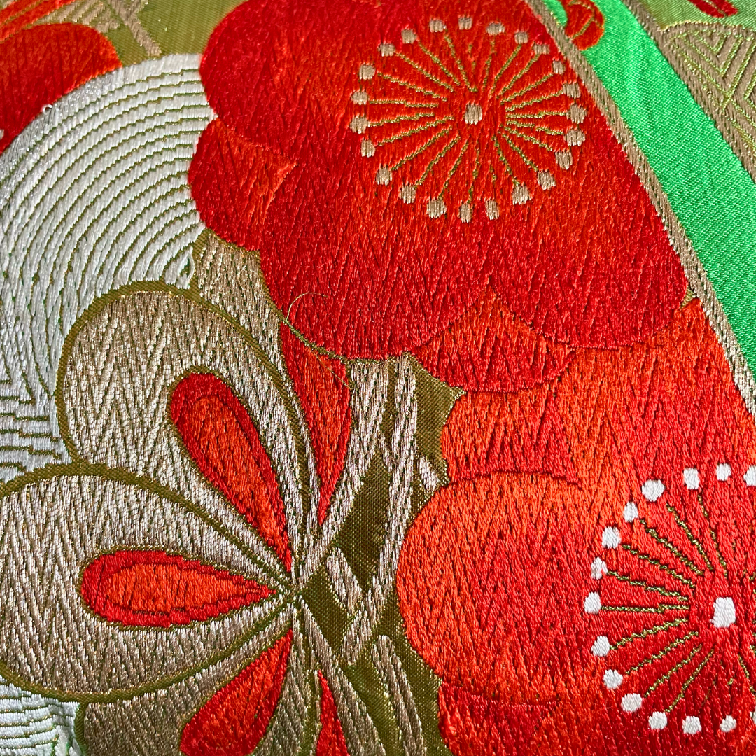 Coussin Obi-Kimono : Tsubaki (Camélia)