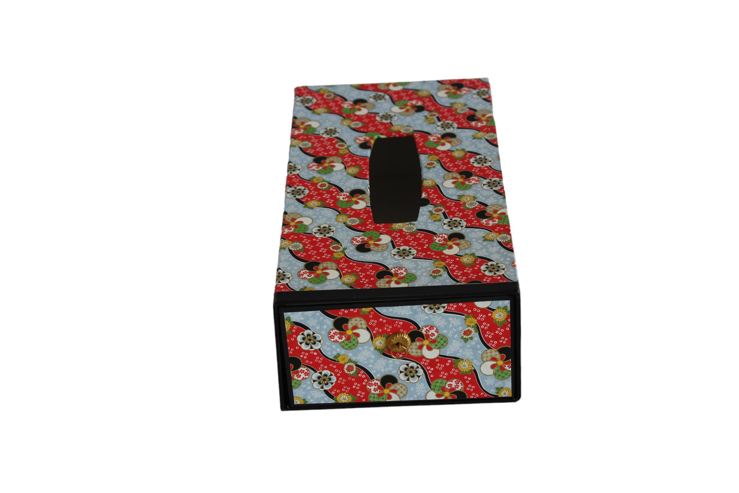 Boite à mouchoirs en Washi : Prune rouge et blue