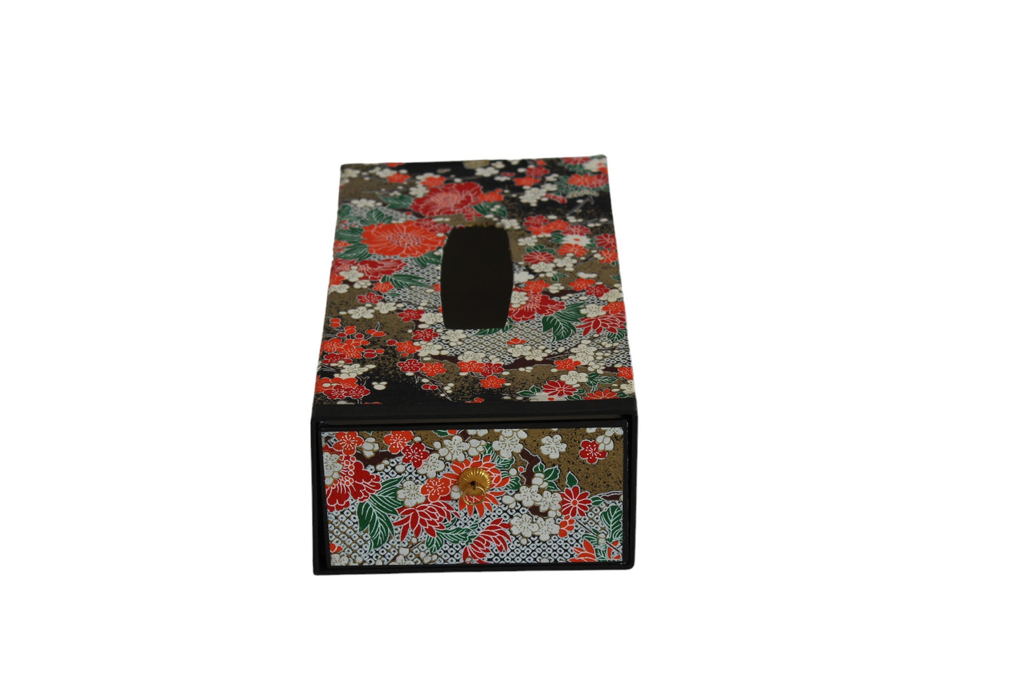 Boite à mouchoirs en Washi  : Fleur noir