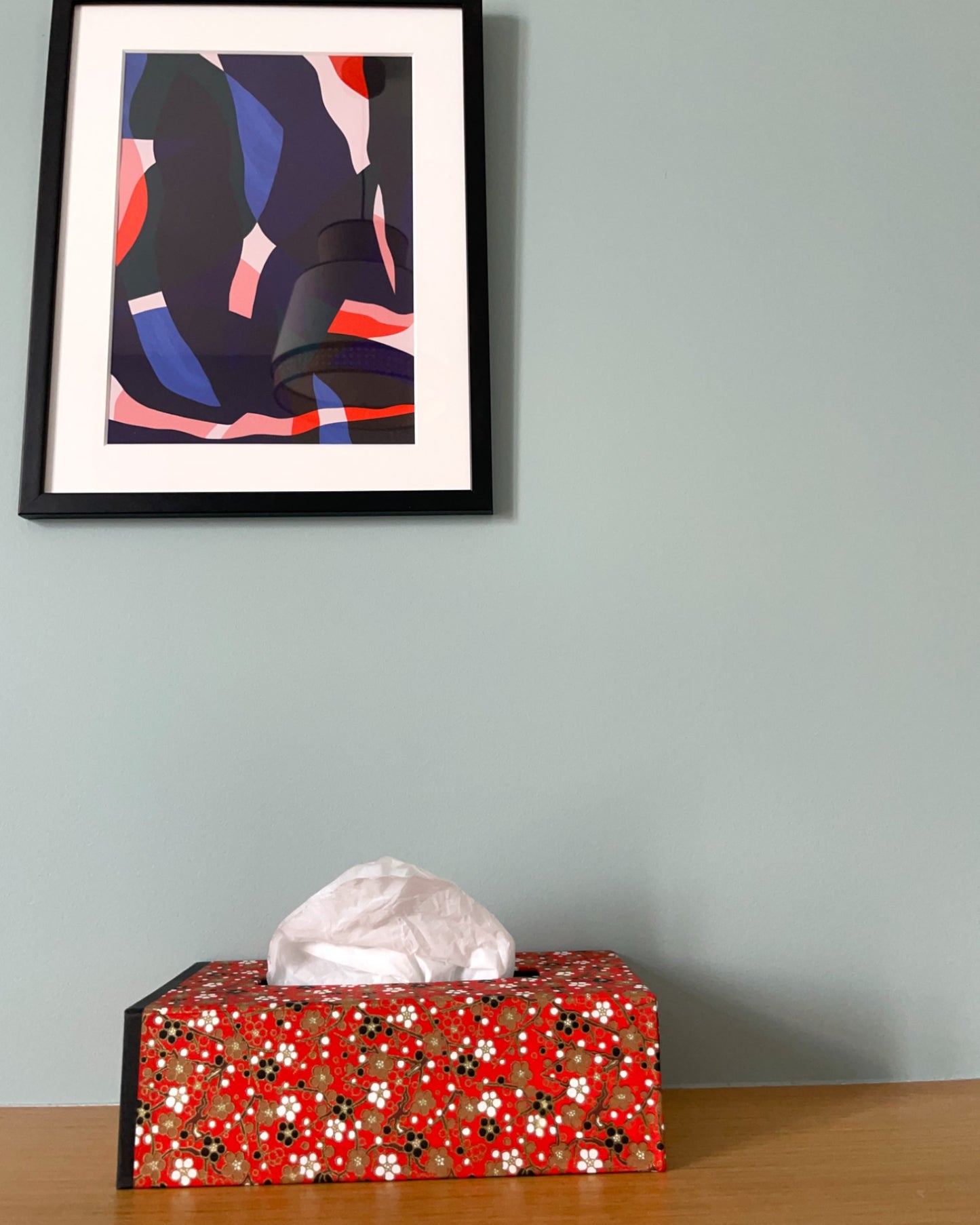 Boite à mouchoirs en Washi : Prune rouge