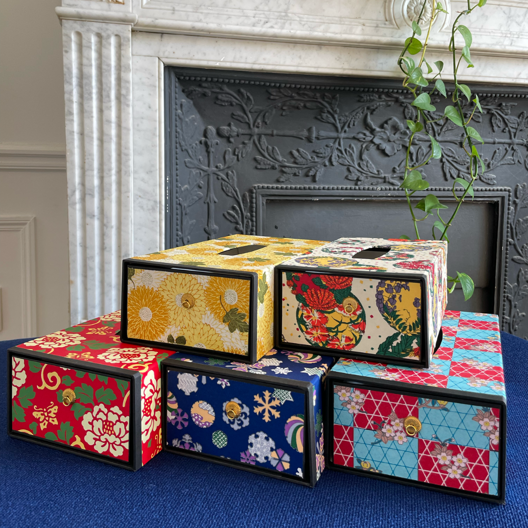 Boite à mouchoirs en Washi : Himawari (Tounesol)
