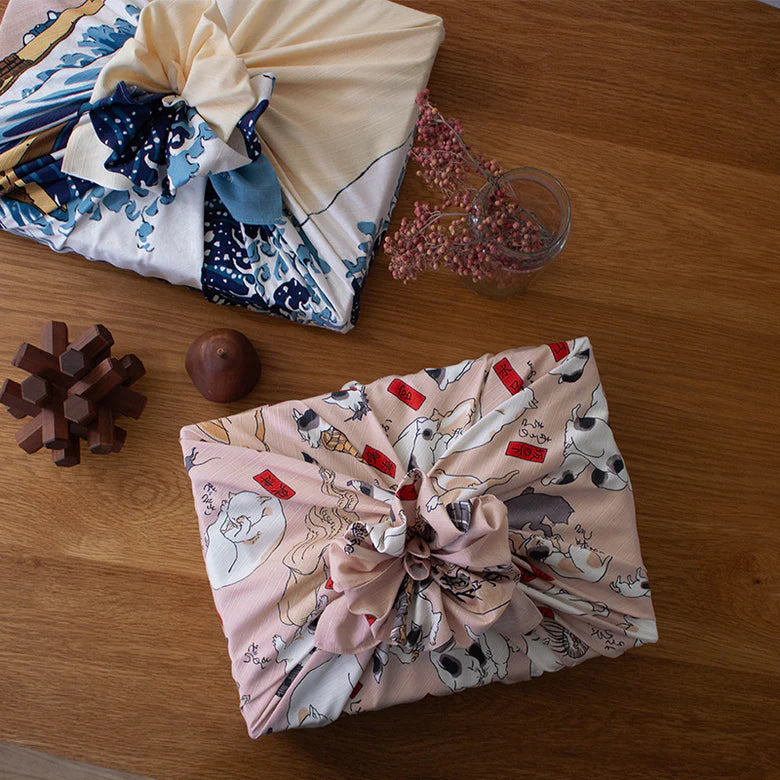 Serviette Furoshiki Ukiyo-e : Tabi-Neko (Chat voyageur)