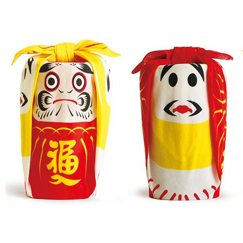Serviette Furoshiki Fuku : Daruma (Symbole de persévérance)