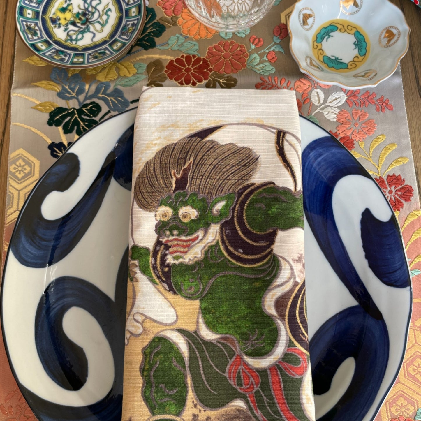 Serviette Furoshiki Fuku : Fujin Raijin (Le Dieu du Vent et le Dieu du Tonnerre)