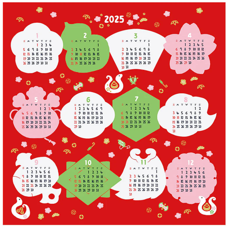 Serviette Furoshiki Fuku : Mi-doshi (Calendrier de l'année du serpent)