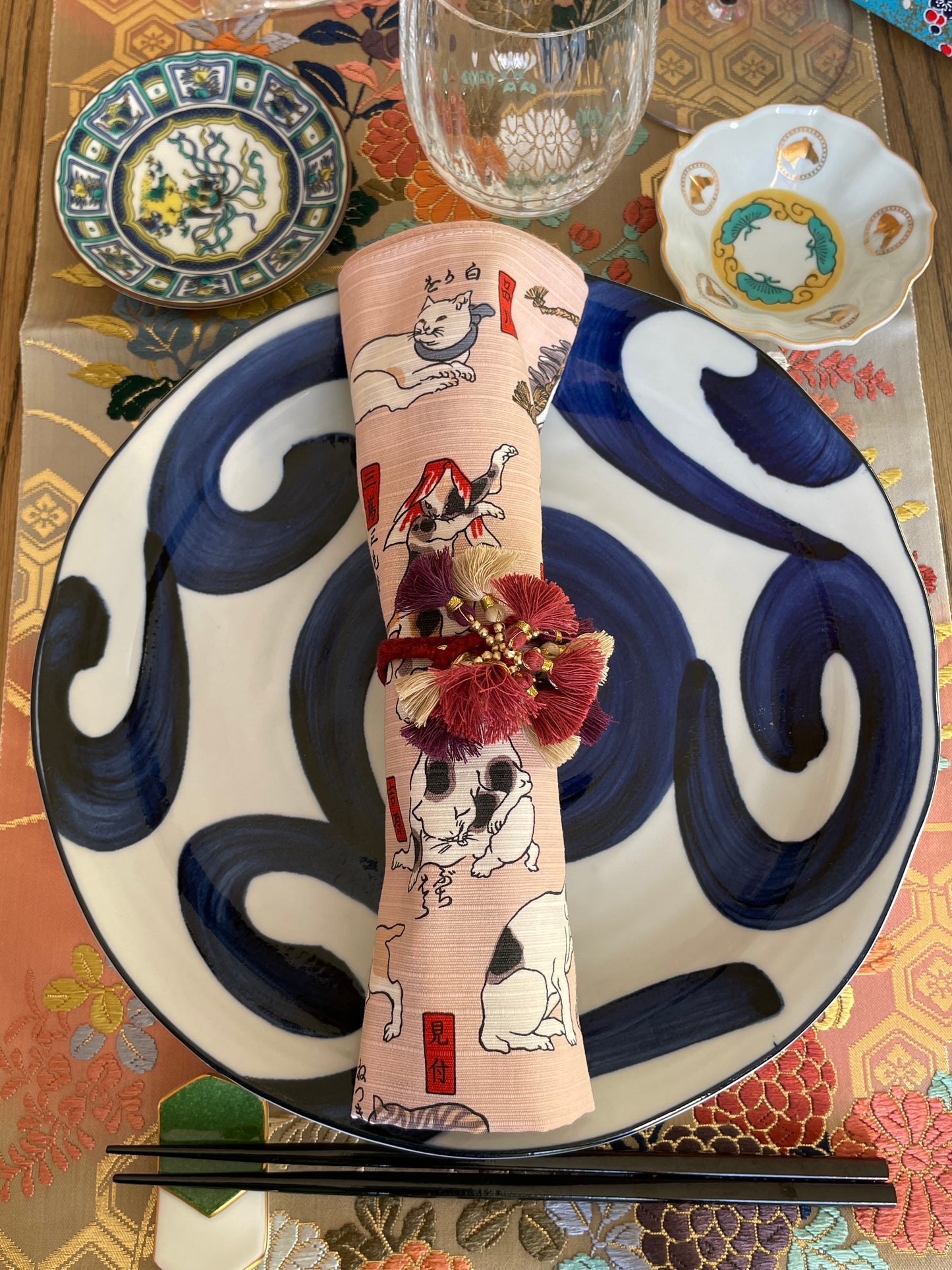 Serviette Furoshiki Ukiyo-e : Tabi-Neko (Chat voyageur)