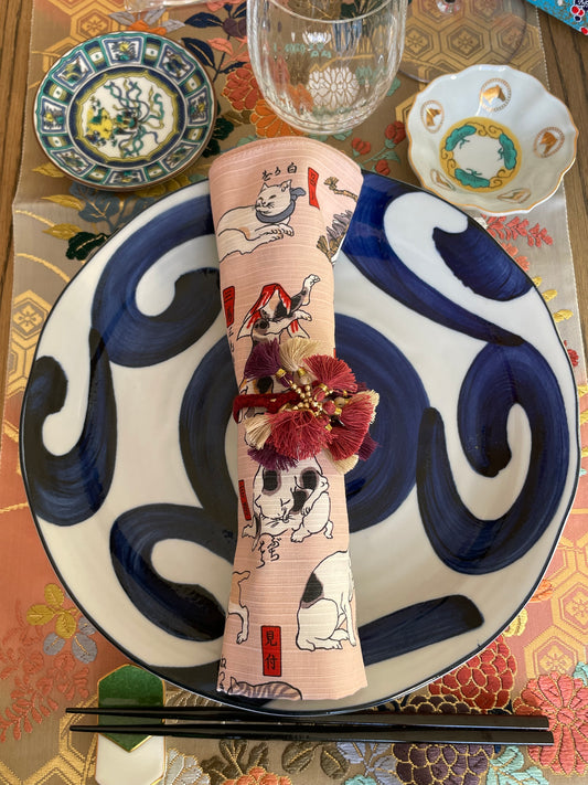 Serviette Furoshiki Ukiyo-e : Tabi-Neko (Chat voyageur)
