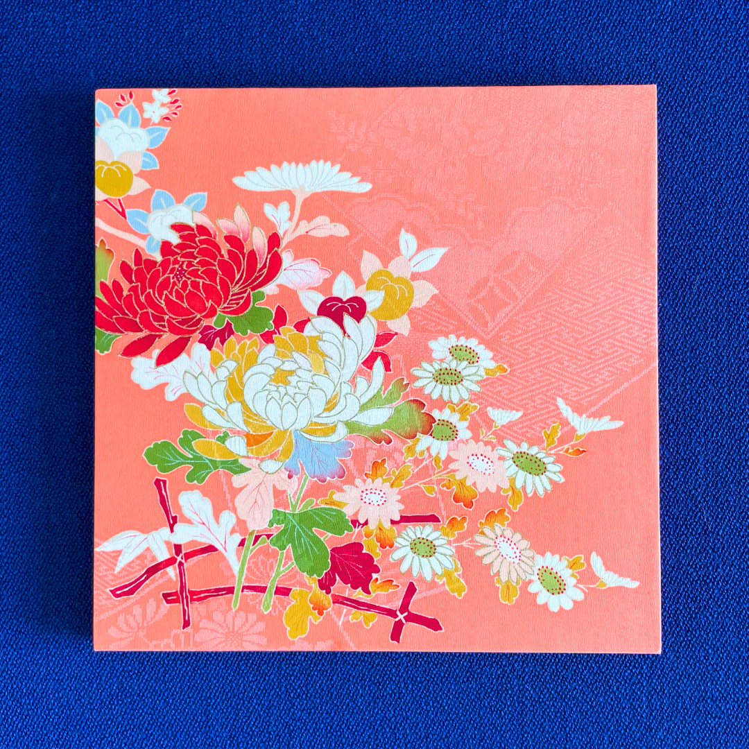 Kimono fabric panel: Chrysanthemums and Daisies