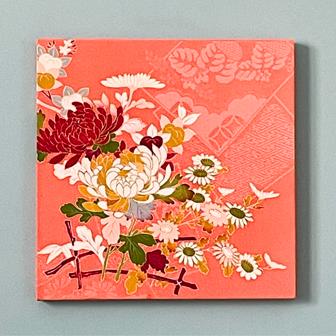 Kimono fabric panel: Chrysanthemums and Daisies