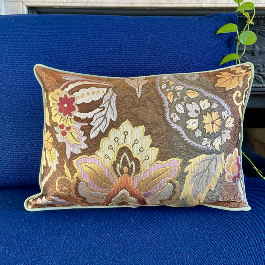 Silk Kimono Cushion: Aoi - Bronze Garden