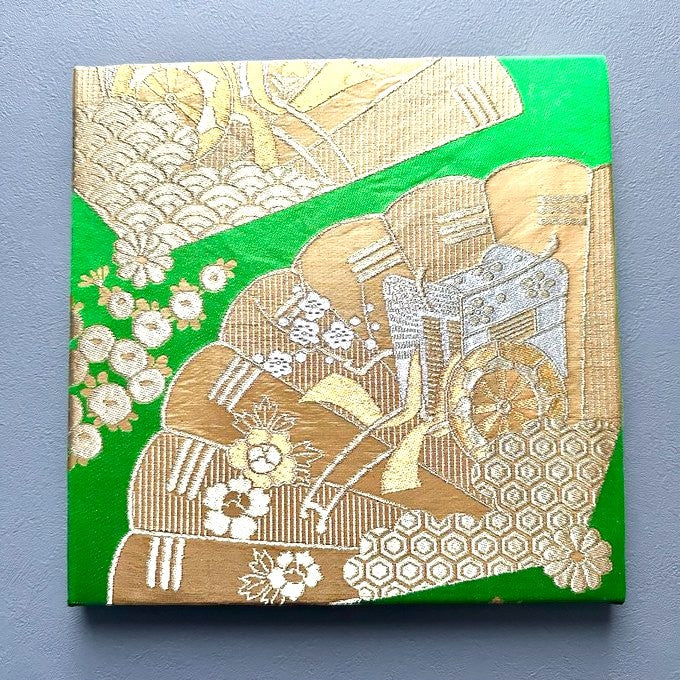 Kimono fabric panel : Green fan