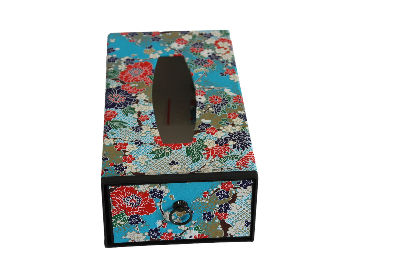 Washi tissue box : Blue flowers