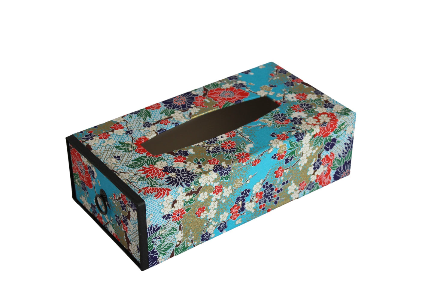 Washi tissue box : Blue flowers