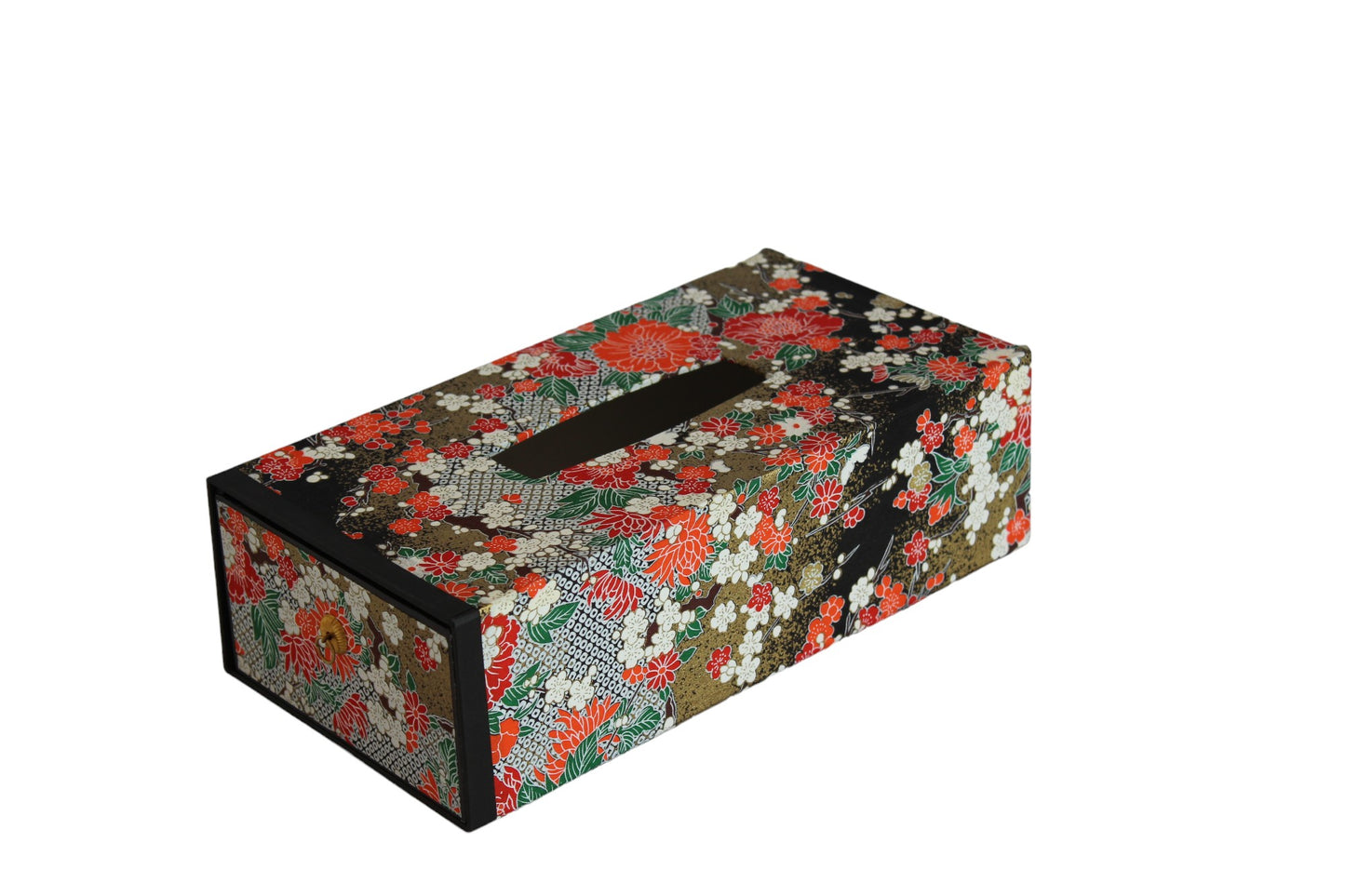 Washi tissue box : Black flower