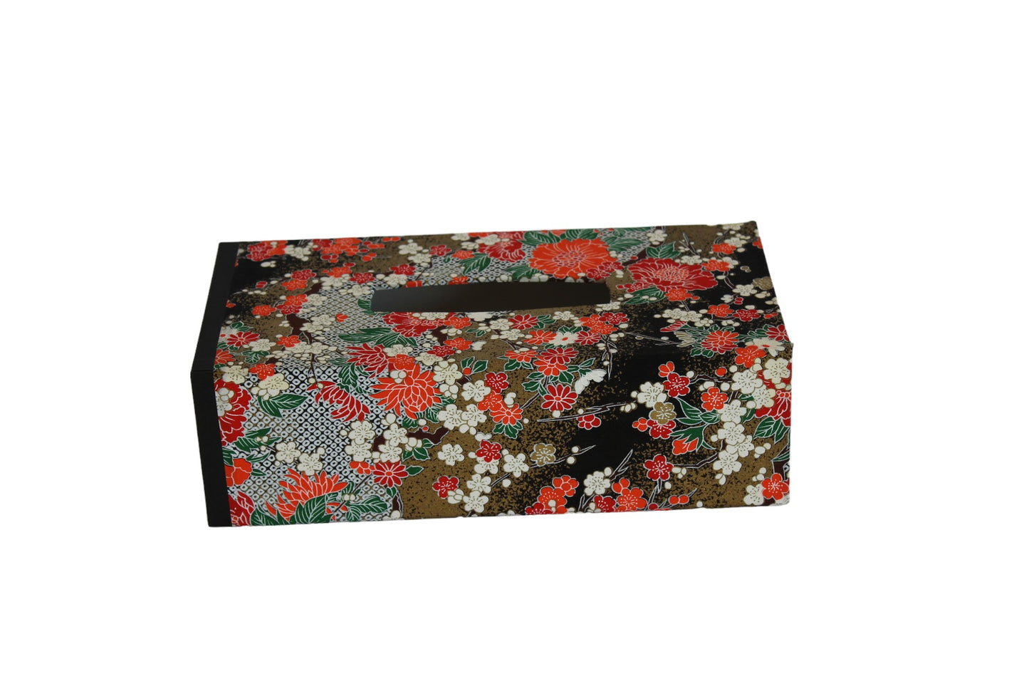 Washi tissue box : Black flower