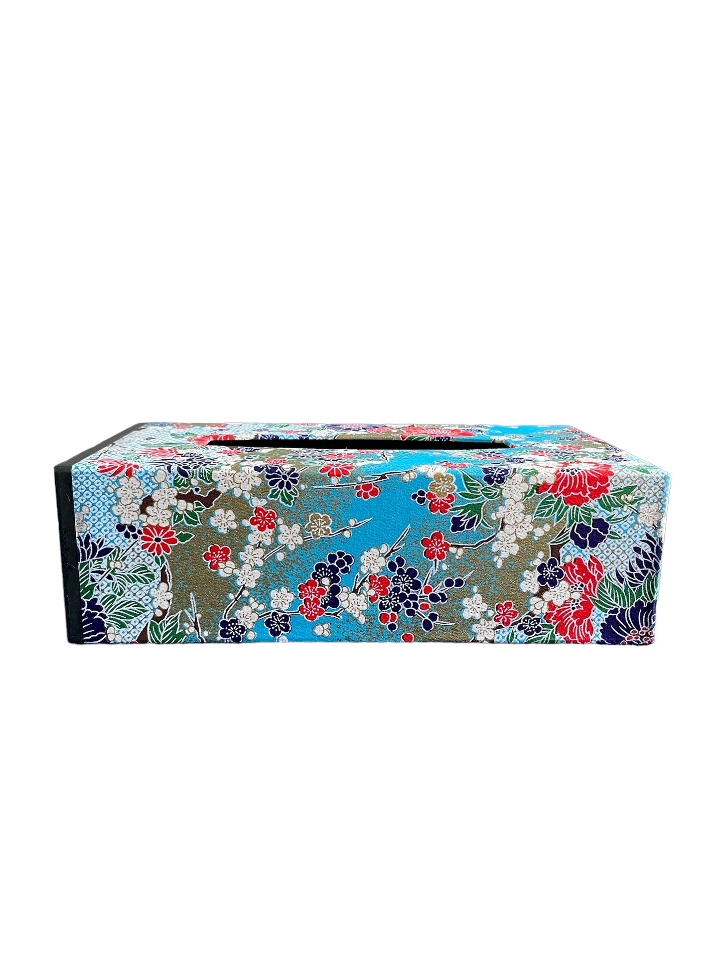 Washi tissue box : Blue flowers