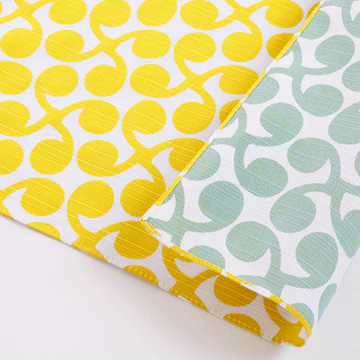 Serviette Furoshiki ISA Monyo Double Face : Shin-mé (Nouvelle pousse) Jaune et Turquoise