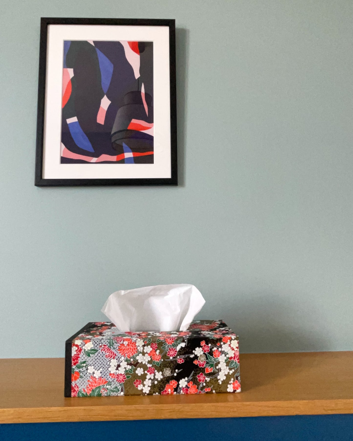 Washi tissue box : Black flower