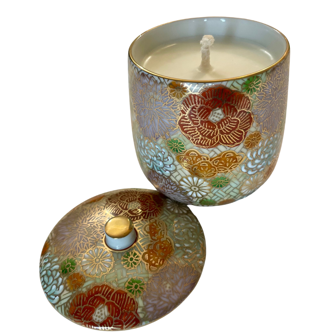 Japanese Odyssey scented candle with Kutani teacup