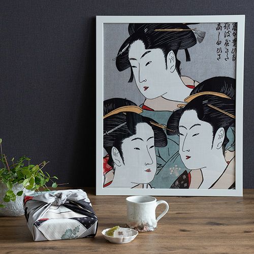 Serviette Furoshiki Ukiyo-e : Bijin (Trois Beautés) de Utamaro