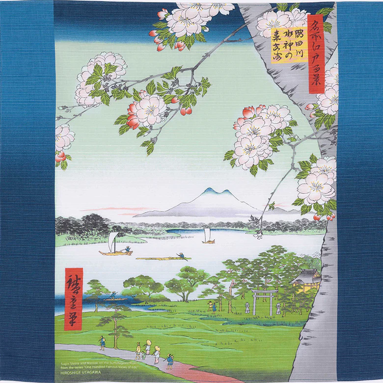 Serviette Furoshiki Ukiyo-e : Rivière Sumida de Hiroshige Utagawa